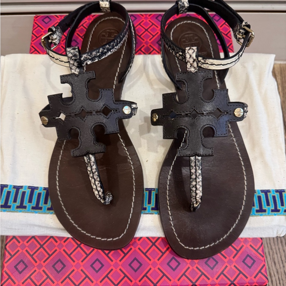 Tory Burch Black and Brown Sandals